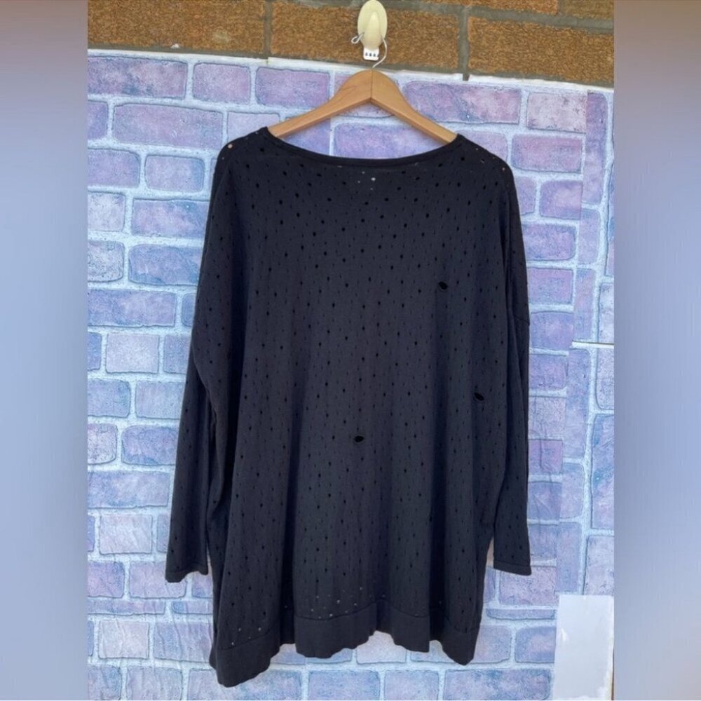PLANET BY LAUREN G One Size Sweater HoleyDistressed Lightweight Pullover XL - Picture 4 of 8